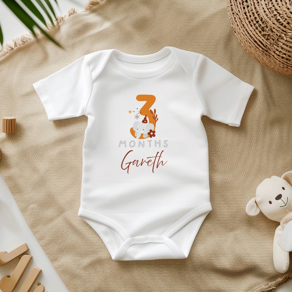 Personalized Baby Grow - 12 Month Options - Orange Animal