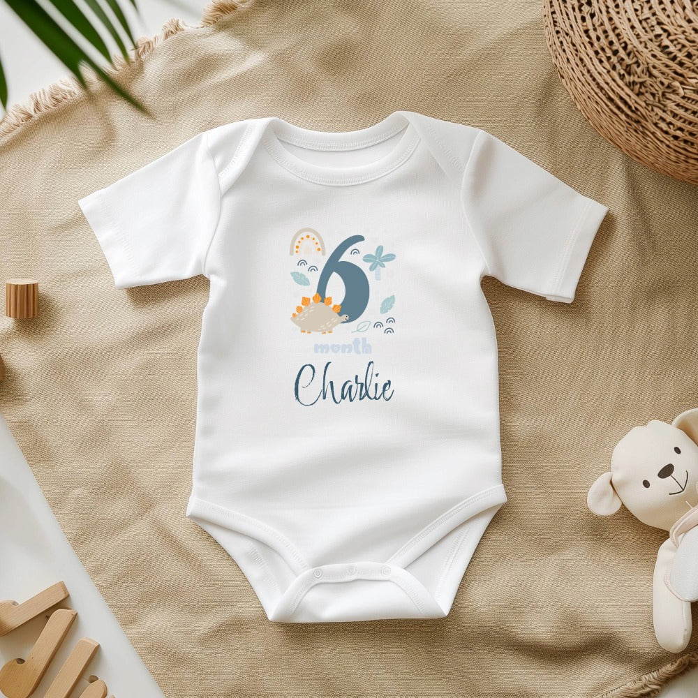 Personalized Baby Grow - 12 Month Options - Blue Dinosaur