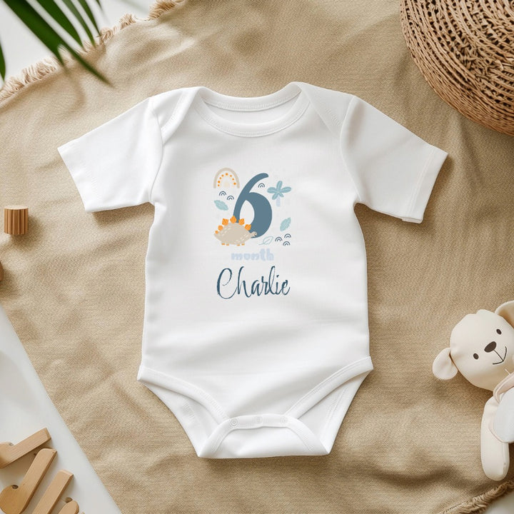 Personalized Baby Grow - 12 Month Options - Blue Dinosaur
