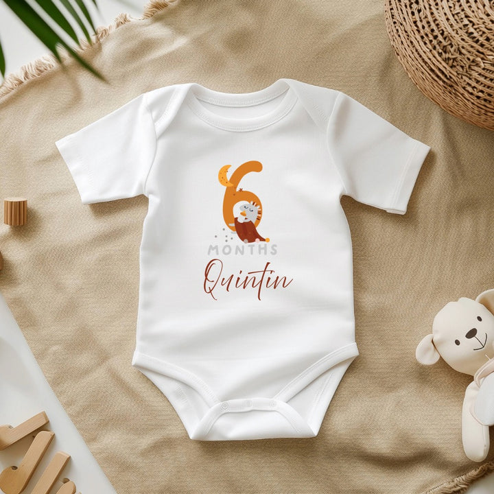 Personalized Baby Grow - 12 Month Options - Orange Animal