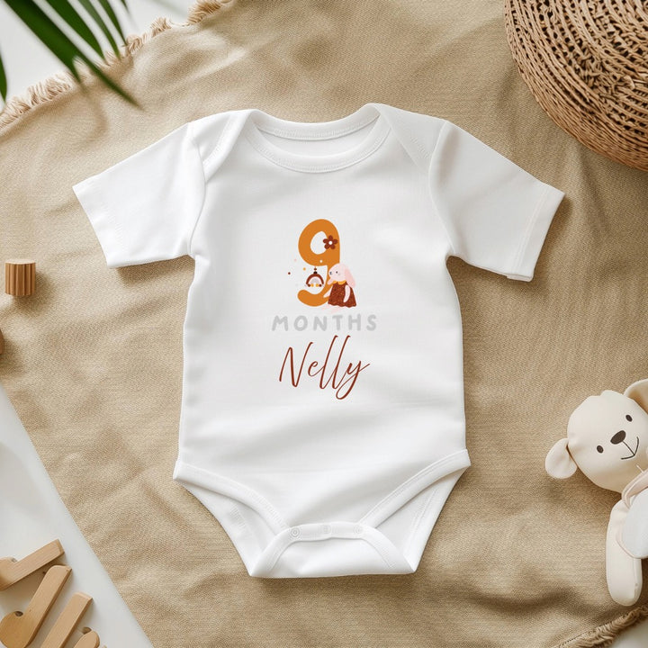 Personalized Baby Grow - 12 Month Options - Orange Animal