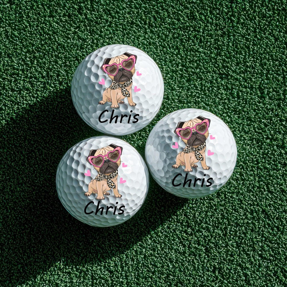 Personalized Golf Balls - Srixon Ultisoft Sleeve - Pug