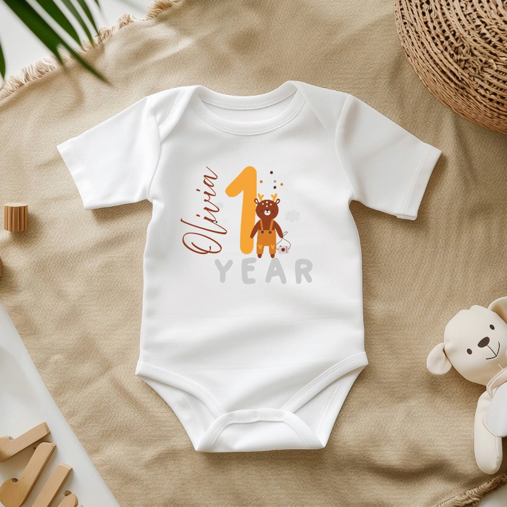 Personalized Baby Grow - 12 Month Options - Orange Animal