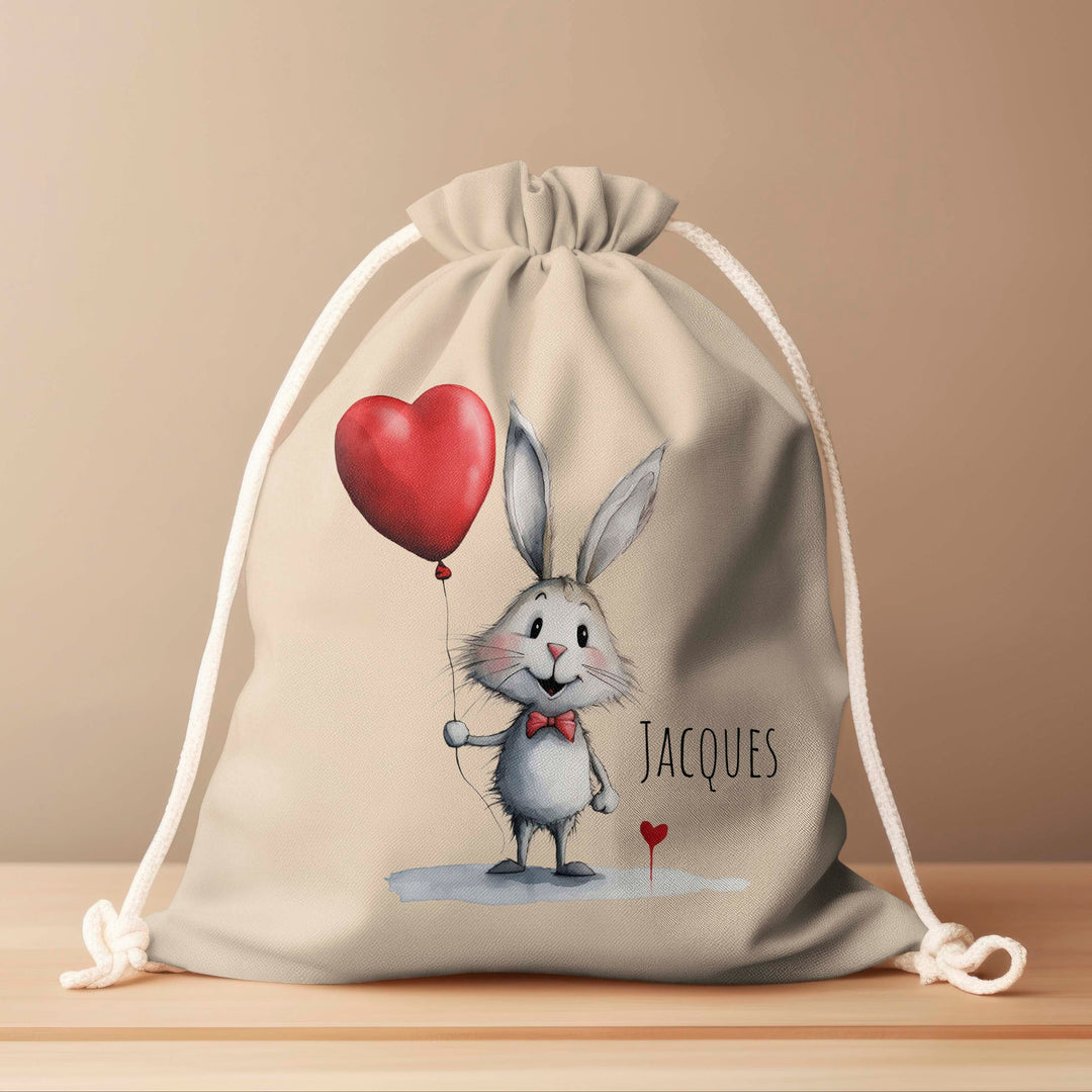 Personalized Drawstring Bag - Love Bunny