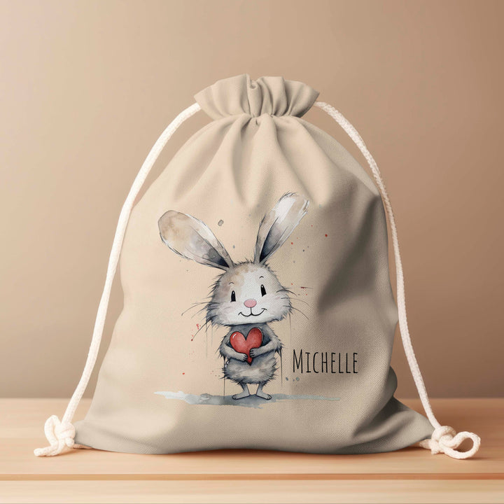 Personalized Drawstring Bag - Love Bunny
