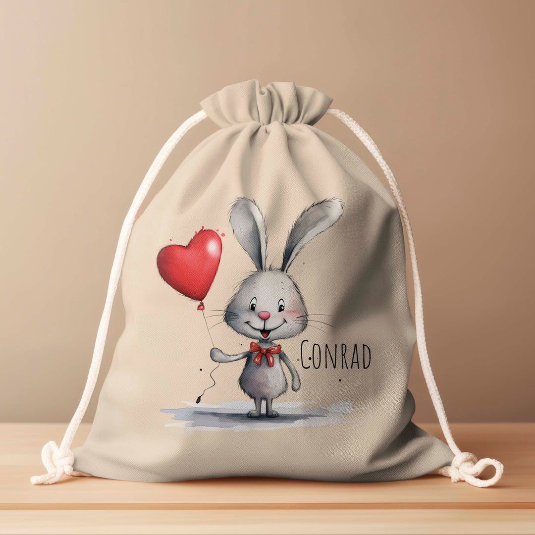 Personalized Drawstring Bag - Love Bunny