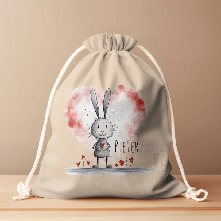 Personalized Drawstring Bag - Love Bunny