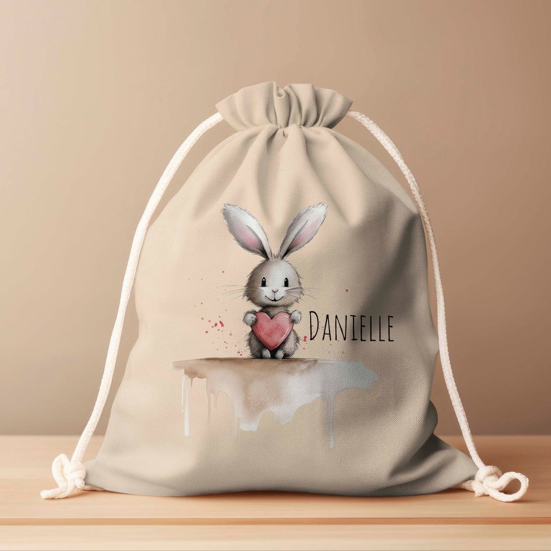 Personalized Drawstring Bag - Love Bunny