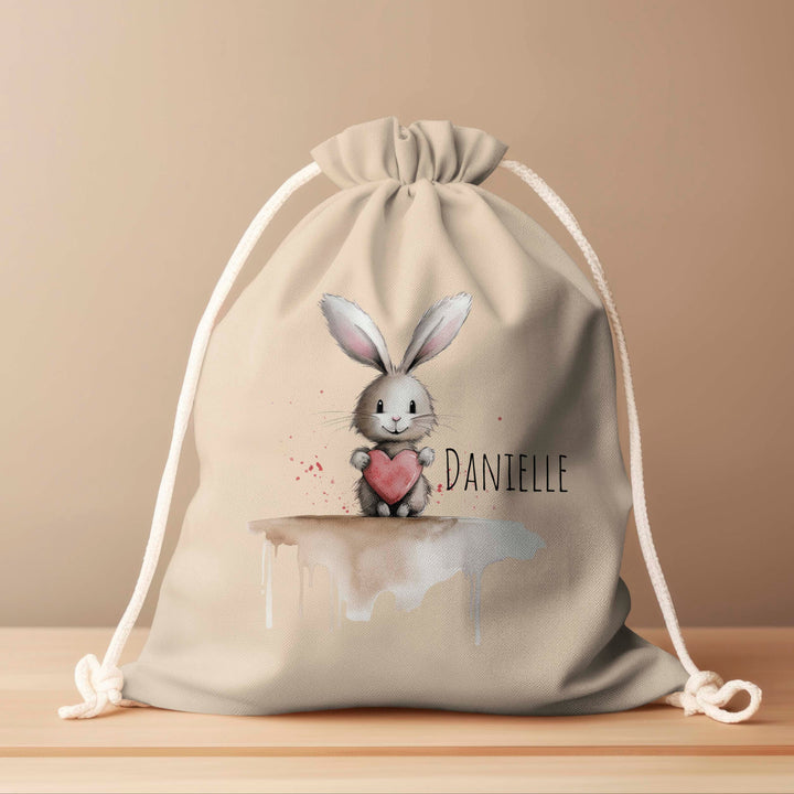 Personalized Drawstring Bag - Love Bunny