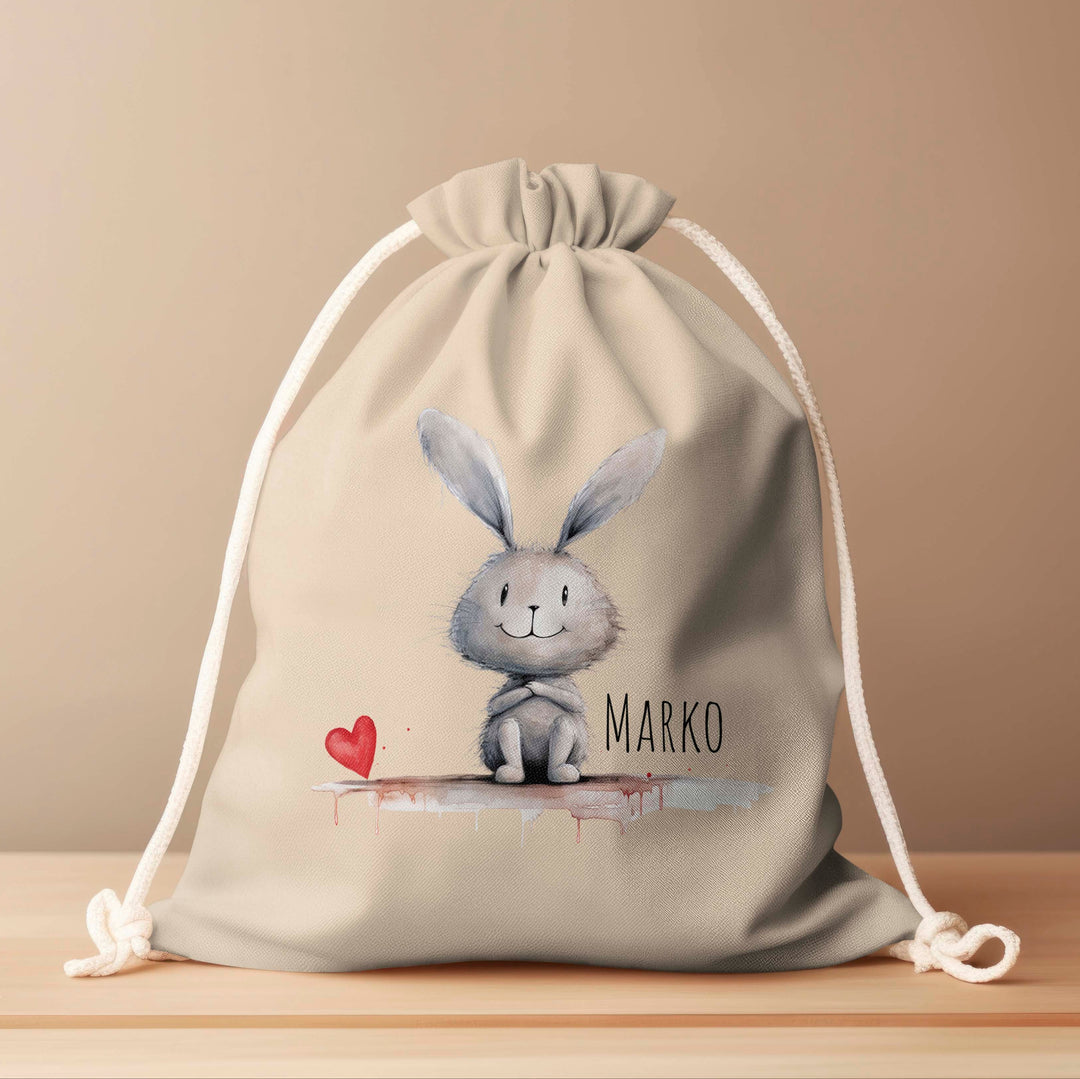Personalized Drawstring Bag - Love Bunny