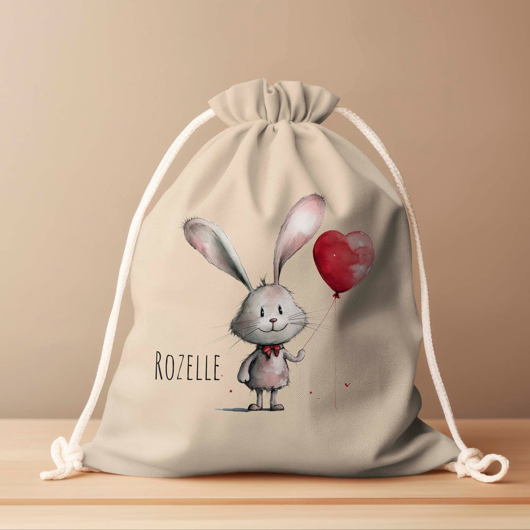 Personalized Drawstring Bag - Love Bunny