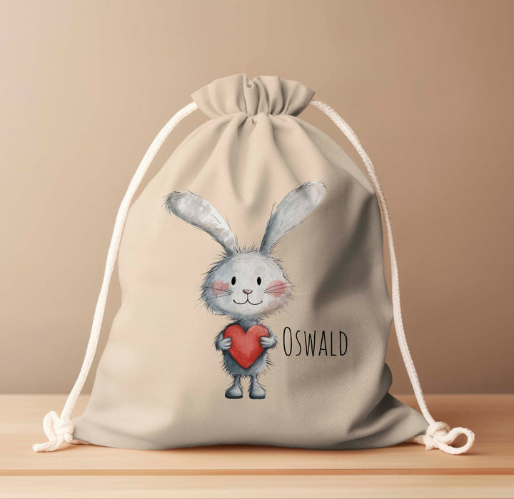 Personalized Drawstring Bag - Love Bunny