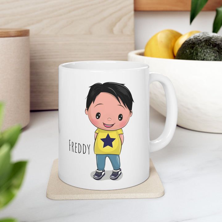 Personalized Enamel or Ceramic Mug - Male Straight Hair
