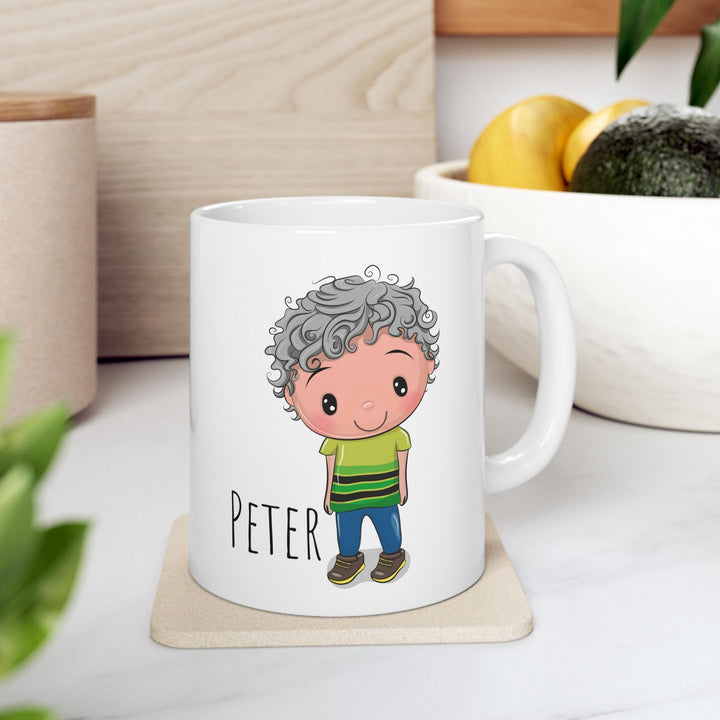 Personalized Enamel or Ceramic Mug - Male Curly Hair