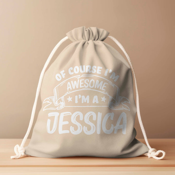 Personalized Drawstring Bag - Of Course I'm Awesome