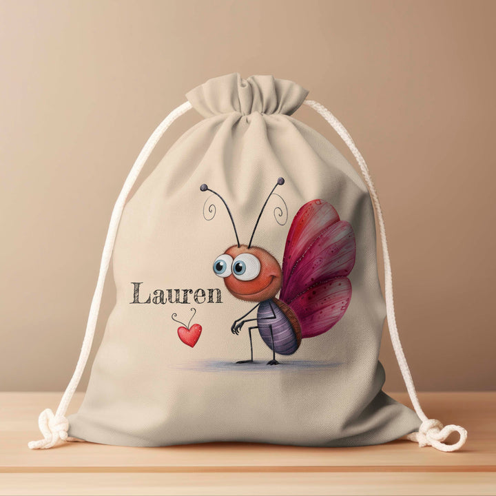Personalized Drawstring Bag - Love Bugs