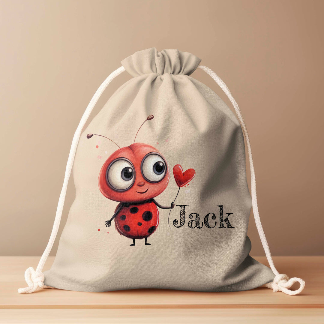 Personalized Drawstring Bag - Love Bugs