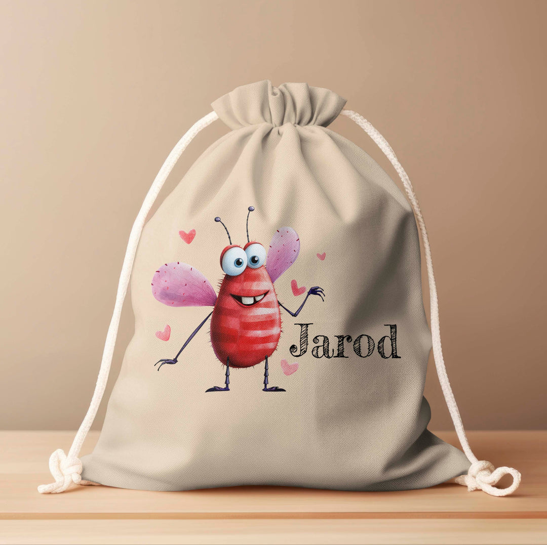 Personalized Drawstring Bag - Love Bugs