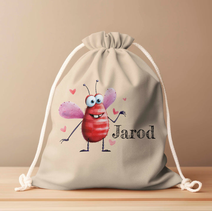 Personalized Drawstring Bag - Love Bugs