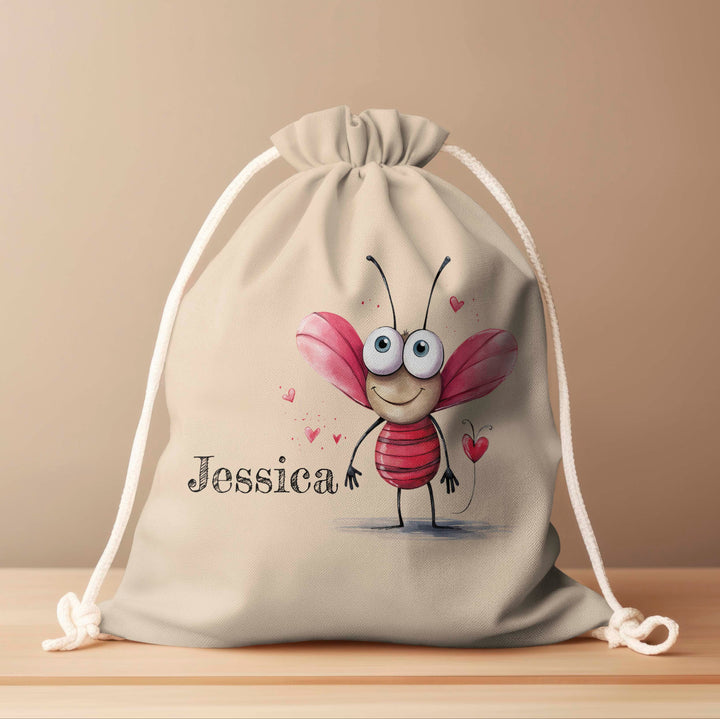 Personalized Drawstring Bag - Love Bugs