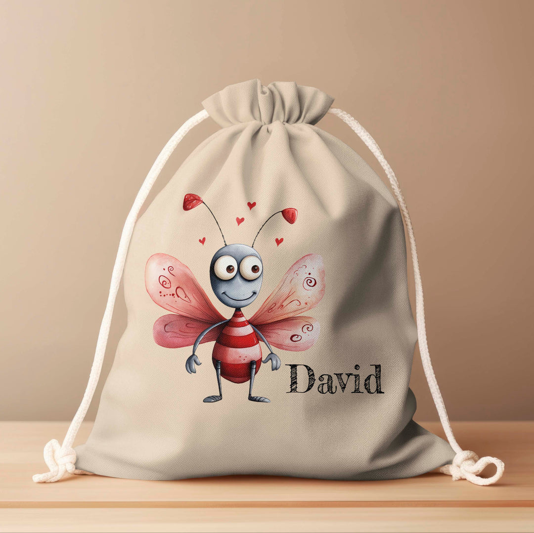 Personalized Drawstring Bag - Love Bugs