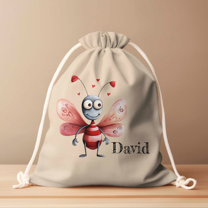 Personalized Drawstring Bag - Love Bugs