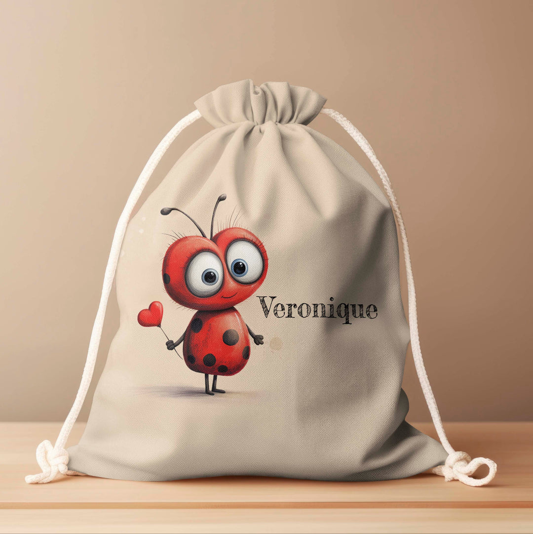 Personalized Drawstring Bag - Love Bugs