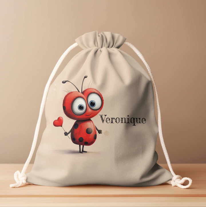 Personalized Drawstring Bag - Love Bugs