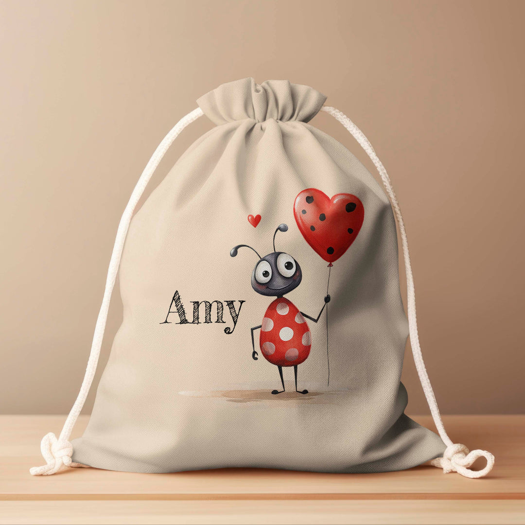 Personalized Drawstring Bag - Love Bugs