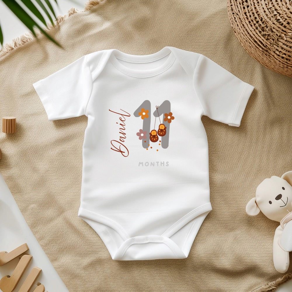 Personalized Baby Grow - 12 Month Options - Orange Animal