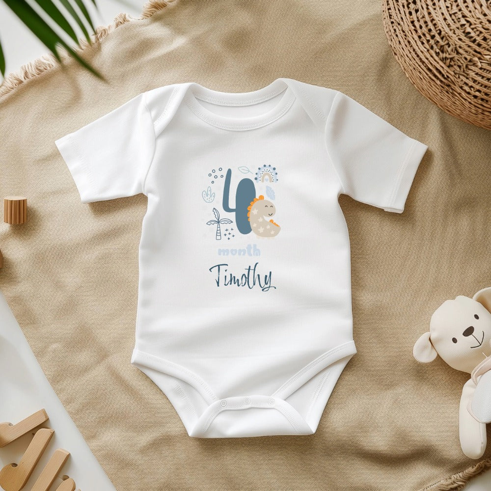 Personalized Baby Grow - 12 Month Options - Blue Dinosaur