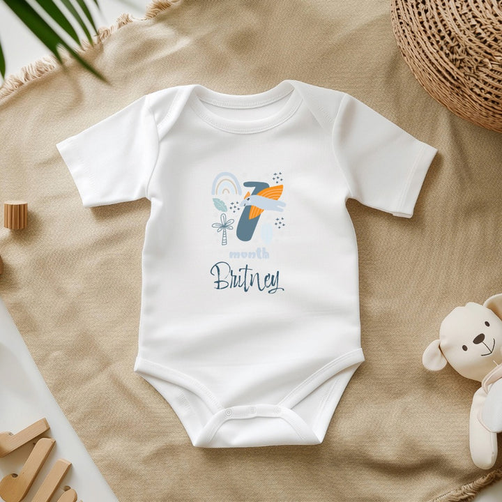 Personalized Baby Grow - 12 Month Options - Blue Dinosaur