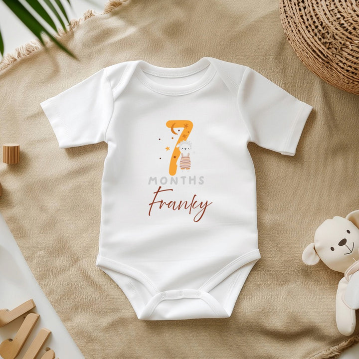 Personalized Baby Grow - 12 Month Options - Orange Animal