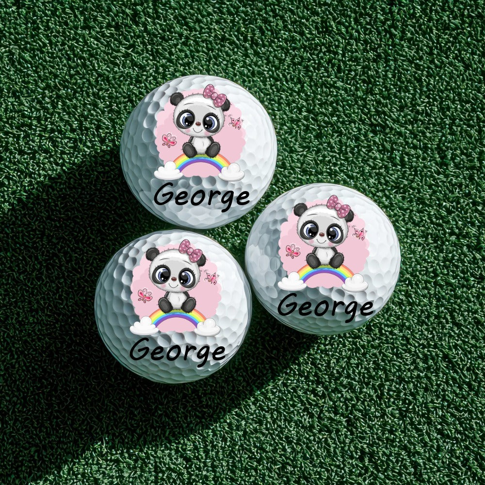 Personalized Golf Balls - Srixon Ultisoft Sleeve - Panda Pink